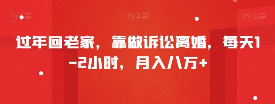 过年回老家，靠做诉讼离婚，每天1-2小时，月入八万+-薪火元第一资源库