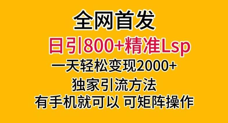 全网首发！日引800+精准老色批，一天变现2000+，独家引流方法，可矩阵操作【揭秘】-梦凌网创