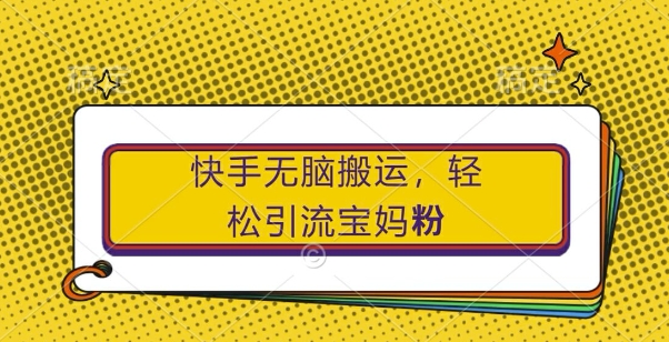 快手无脑搬运，轻松引流宝妈粉，纯小白轻松上手【揭秘】-梦凌网创