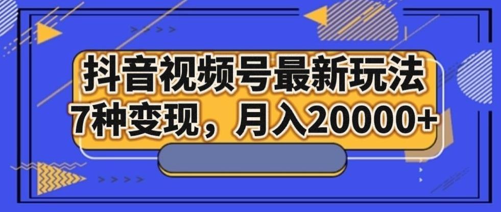 抖音视频号最新玩法，7种变现，月入20000+-梦凌网创