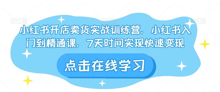 小红书开店卖货实战训练营，小红书入门到精通课，7天时间实现快速变现-梦凌网创