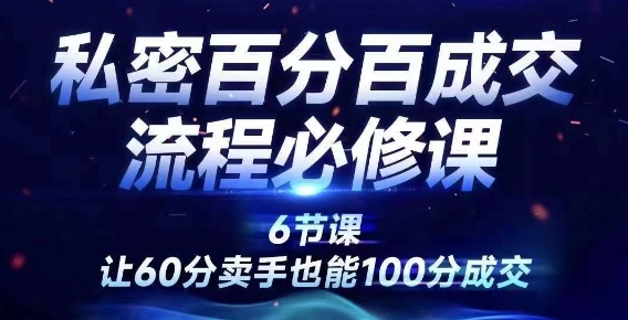 私密百分百成交流程线上训练营，绝对成交，让60分卖手也能100分成交-梦凌网创