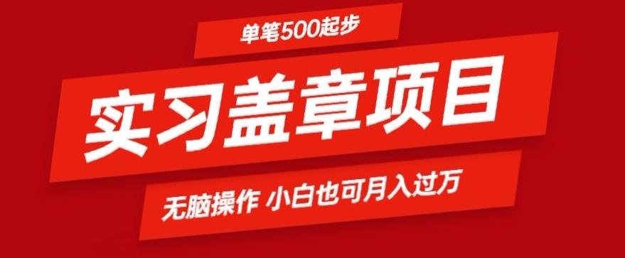 实习代盖章项目一单500起普通人可落地项目小白也可轻易上手-薪火元第一资源库