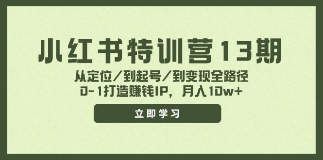 小红书特训营13期，从定位/到起号/到变现全路径，0-1打造赚钱IP，月入10w+-梦凌网创