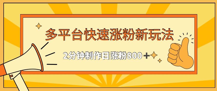 多平台快速涨粉最新玩法，2分钟制作，日涨粉800+【揭秘】-梦凌网创
