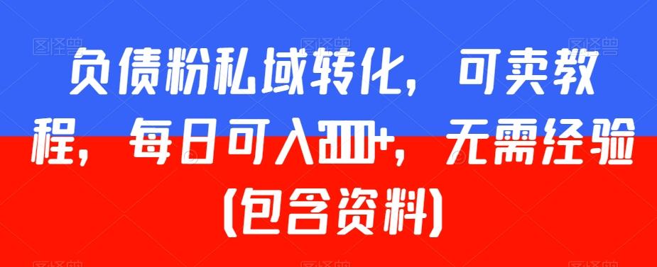 负债粉私域转化，可卖教程，每日可入2000+，无需经验（包含资料）【揭秘】-梦凌网创