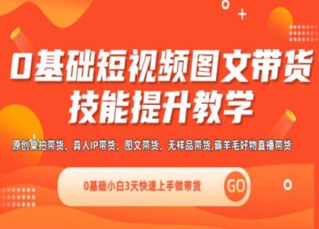0基础短视频图文带货实操技能提升教学(直播课+视频课),0基础小白3天快速上手做带货-梦凌网创