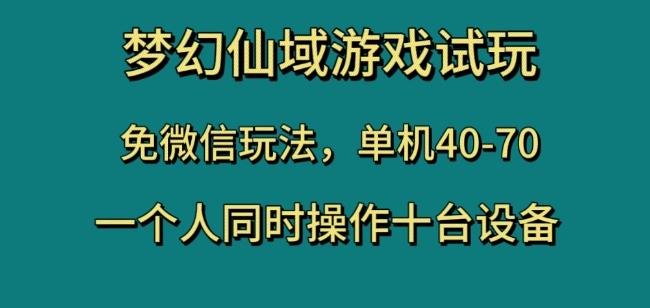梦幻仙域游戏试玩，免微信玩法，单机40-70，一个人同时操作十台设备【揭秘】-梦凌网创