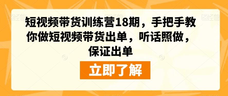 短视频带货训练营18期，手把手教你做短视频带货出单，听话照做，保证出单-梦凌网创