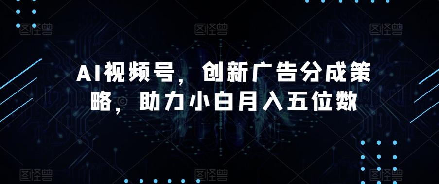 AI视频号，创新广告分成策略，助力小白月入五位数【揭秘】-梦凌网创