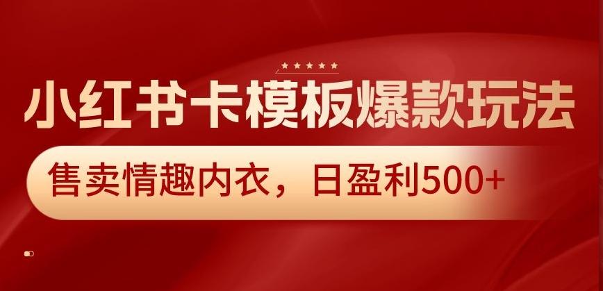 小红书卡模板爆款玩法，售卖情趣内衣，日盈利500+【揭秘】-梦凌网创