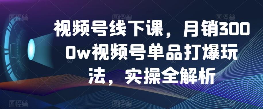 视频号线下课，月销3000w视频号单品打爆玩法，实操全解析-梦凌网创