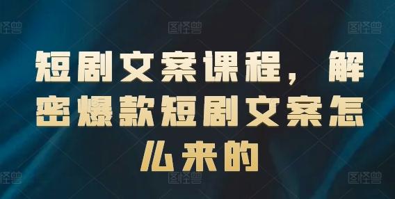短剧文案课程，解密爆款短剧文案怎么来的-梦凌网创