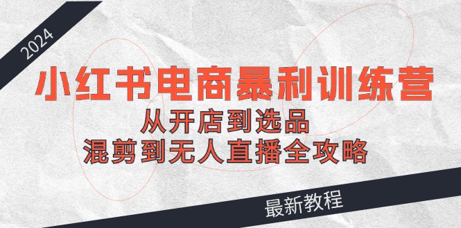 2024小红书电商暴利训练营：从开店到选品，混剪到无人直播全攻略-梦凌网创
