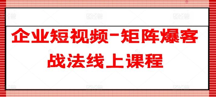 企业短视频-矩阵爆客战法线上课程-梦凌网创