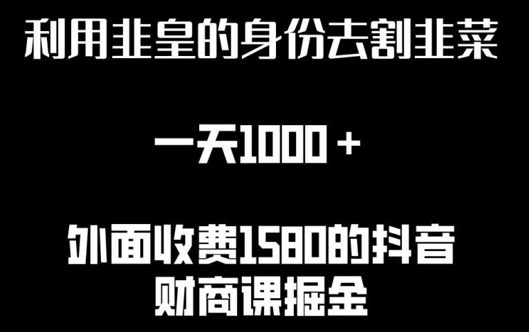 利用非皇的身份去割韭菜，一天1000+(附详细资源)【揭秘】-梦凌网创