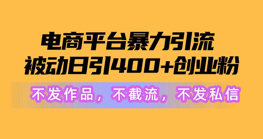 电商平台暴力引流,被动日引400+创业粉不发作品，不截流，不发私信-梦凌网创