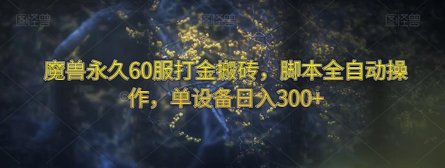 魔兽永久60服打金搬砖，脚本全自动操作，单设备日入300+【揭秘】-梦凌网创