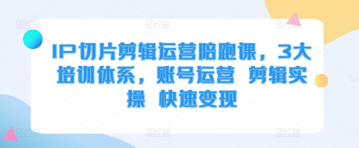 IP切片剪辑运营陪跑课，3大培训体系，账号运营 剪辑实操 快速变现-梦凌网创