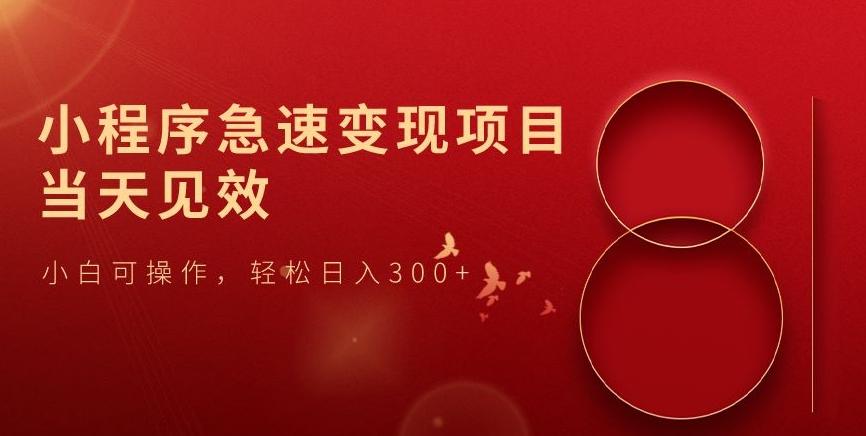 小程序急速变现项目，当天见效，小白可操作，轻松日入300+-梦凌网创
