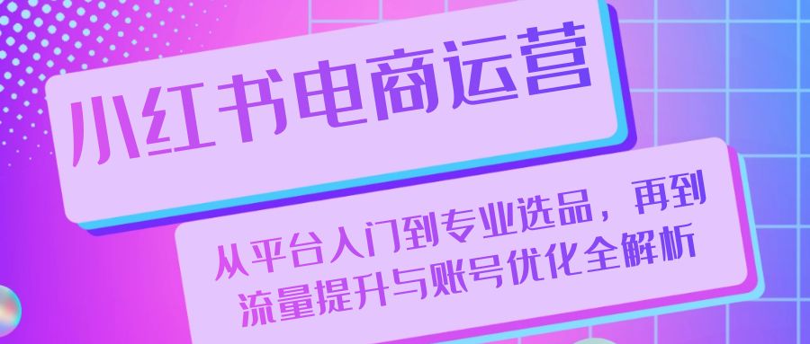 小红书电商运营：从平台入门到专业选品，再到流量提升与账号优化全解析-梦凌网创