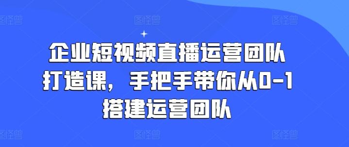 企业短视频直播运营团队打造课，手把手带你从0-1搭建运营团队-梦凌网创