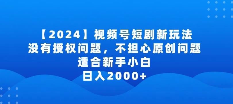 2024视频号短剧玩法，没有授权问题，不担心原创问题，适合新手小白，日入2000+【揭秘】-梦凌网创