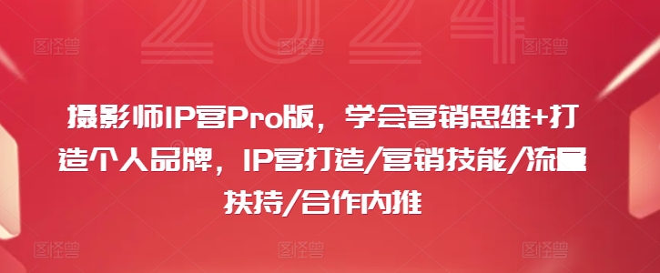 摄影师IP营Pro版，学会营销思维+打造个人品牌，IP营打造/营销技能/流量扶持/合作内推-梦凌网创