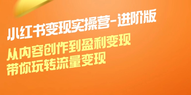小红书变现实操营进阶版：从内容创作到盈利变现，带你玩转流量变现-梦凌网创