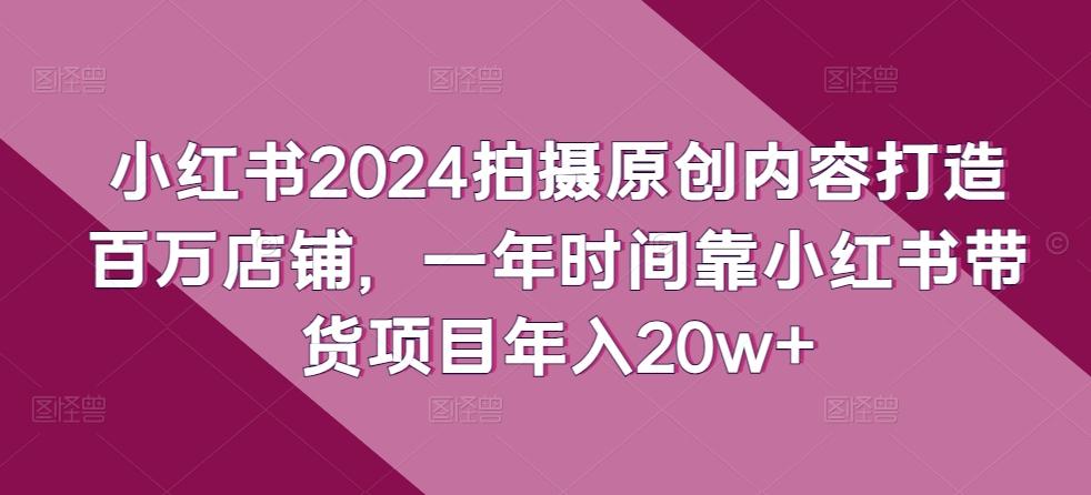 小红书2024拍摄原创内容打造百万店铺，一年时间靠小红书带货项目年入20w+-梦凌网创