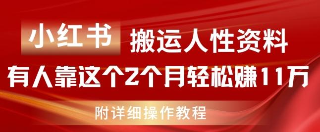 小红书搬运人性资料，有人靠这个2个月轻松赚11w，附教程【揭秘】-梦凌网创