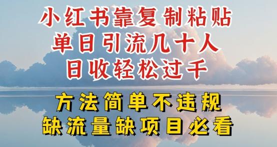 小红书靠复制粘贴单日引流几十人目收轻松过千，方法简单不违规【揭秘】-梦凌网创