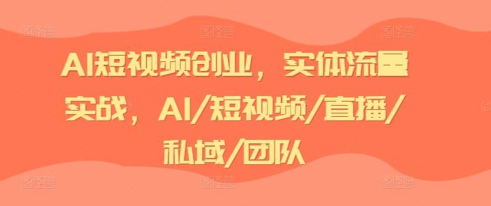 AI短视频创业，实体流量实战，AI/短视频/直播/私域/团队-梦凌网创