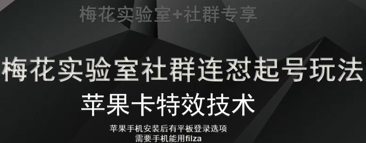 梅花实验室社群视频号连怼起号玩法，最新苹果卡特效技术-梦凌网创