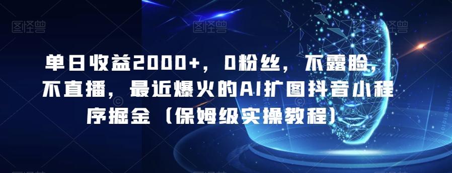 单日收益2000+，0粉丝，不露脸，不直播，最近爆火的AI扩图抖音小程序掘金（保姆级实操教程）-梦凌网创