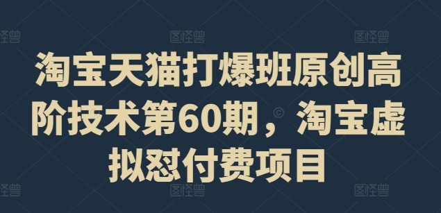 淘宝天猫打爆班原创高阶技术第60期，淘宝虚拟怼付费项目-梦凌网创
