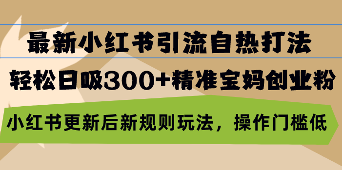 最新小红书引流自热打法，轻松日吸300+精准宝妈创业粉，小红书更新后新…-梦凌网创