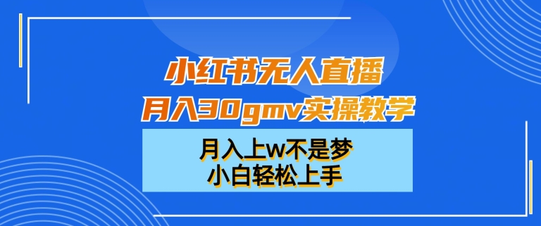 小红书无人直播月入30gmv实操教学，月入上w不是梦，小白轻松上手【揭秘】-梦凌网创