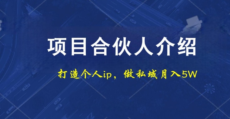 项目合伙人项目，打造个人IP，做私域月入5W，小白勿扰-薪火元第一资源库
