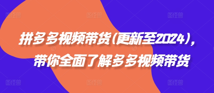 拼多多视频带货(更新至2024)，带你全面了解多多视频带货-梦凌网创