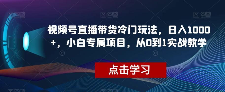 视频号直播带货冷门玩法，日入1000+，小白专属项目，从0到1实战教学【揭秘】-梦凌网创