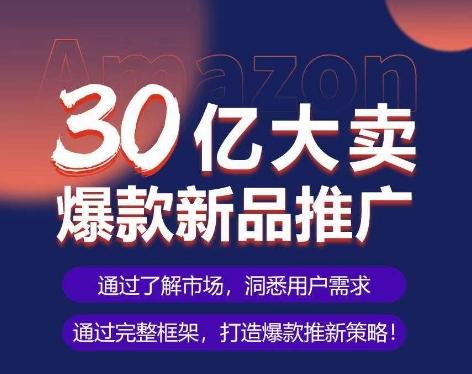 亚马逊·30亿大卖爆款新品推广，可复制、全程案例实操的爆款推新SOP-梦凌网创