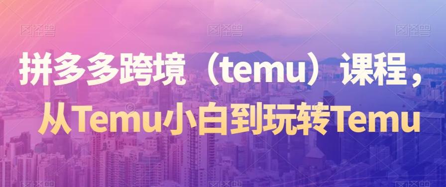 拼多多跨境（temu）课程，从Temu小白到玩转Temu-薪火元第一资源库