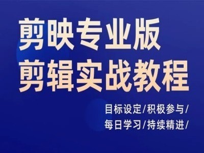 剪映专业版剪辑实战教程，目标设定/积极参与/每日学习/持续精进-梦凌网创