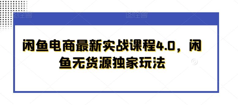闲鱼电商最新实战课程4.0，闲鱼无货源独家玩法-梦凌网创