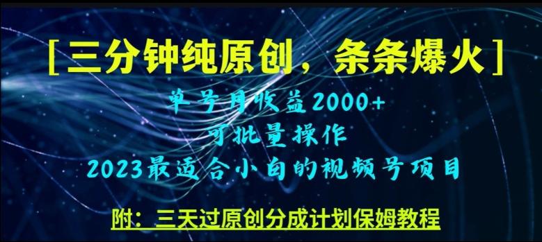 三分钟制作视频号纯原创，条条爆款，轻松月入过万【揭秘】-梦凌网创