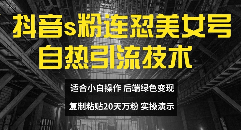 抖音s粉连怼美女号自热引流技术复制粘贴，20天万粉账号，无需实名制，矩阵操作【揭秘】-梦凌网创