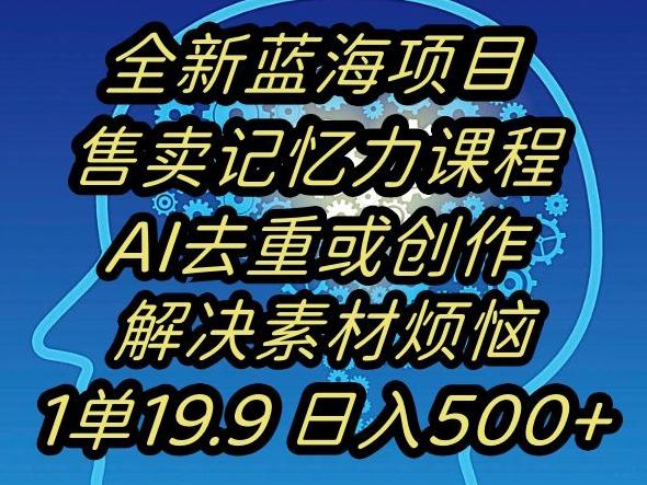 蓝海项目记忆力提升，AI去重，一单19.9日入500+【揭秘】-梦凌网创