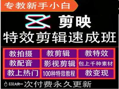 剪映特效教程和运营变现教程，特效剪辑速成班，专教新手小白-梦凌网创
