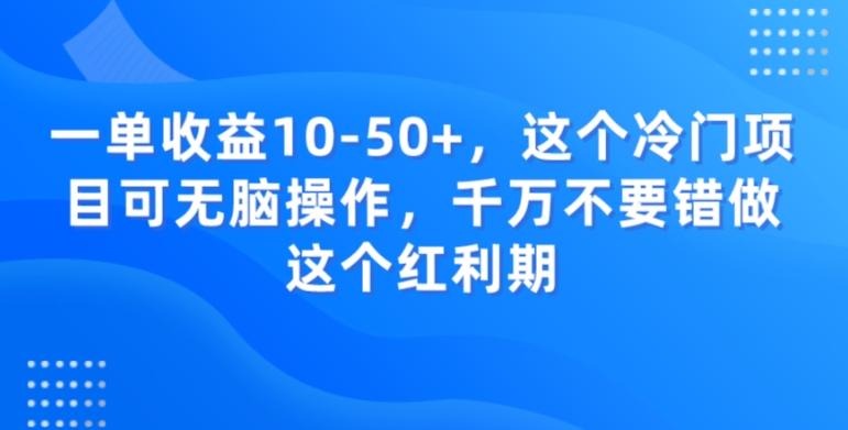 一单收益10-50+，这个冷门项目可无脑操作，千万不要错做这个红利期-梦凌网创